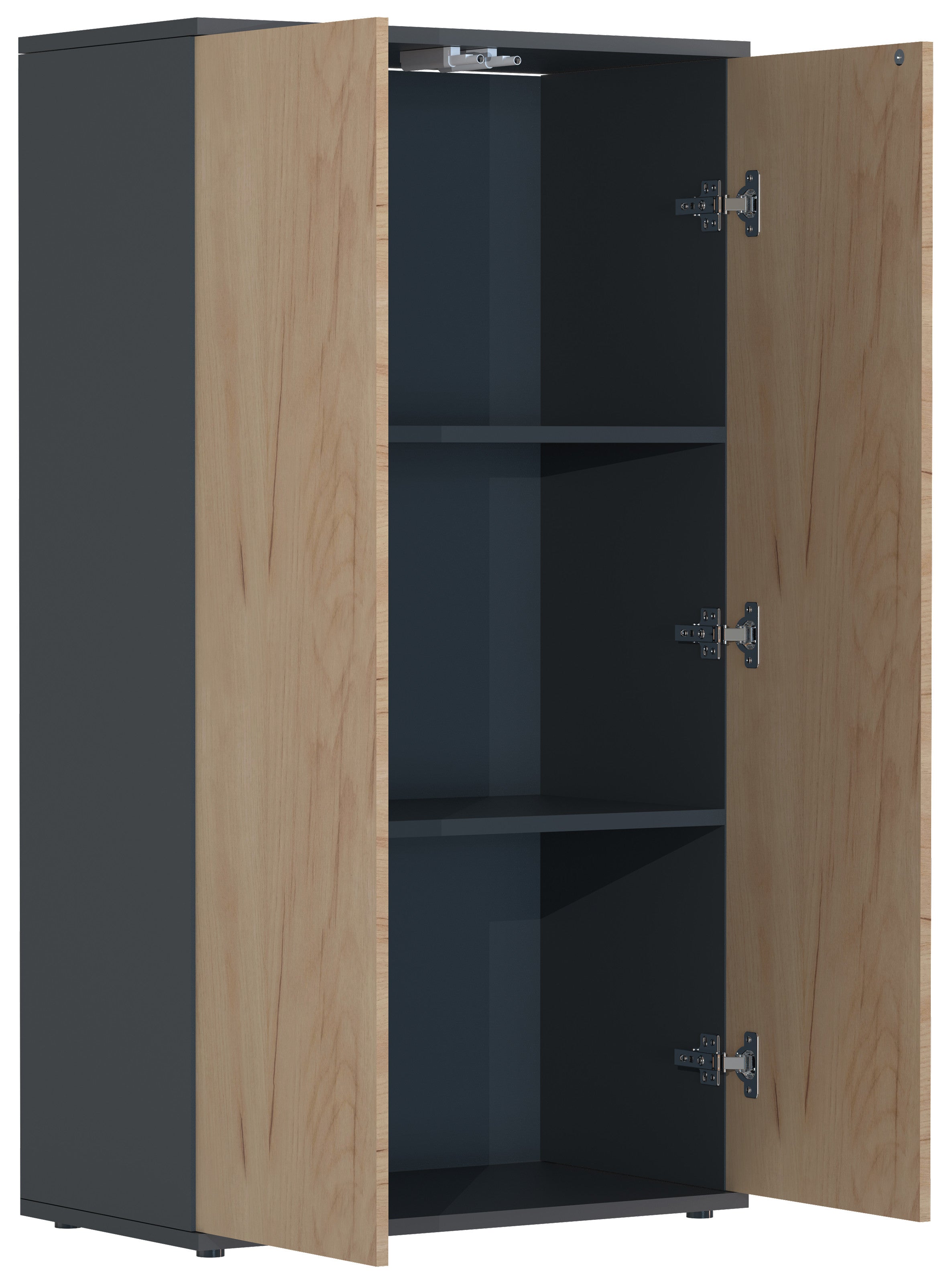 Säilytyskaappi Dalosa 3-säilytystilaa, musta / puu, 108 x 60 x 32 cm