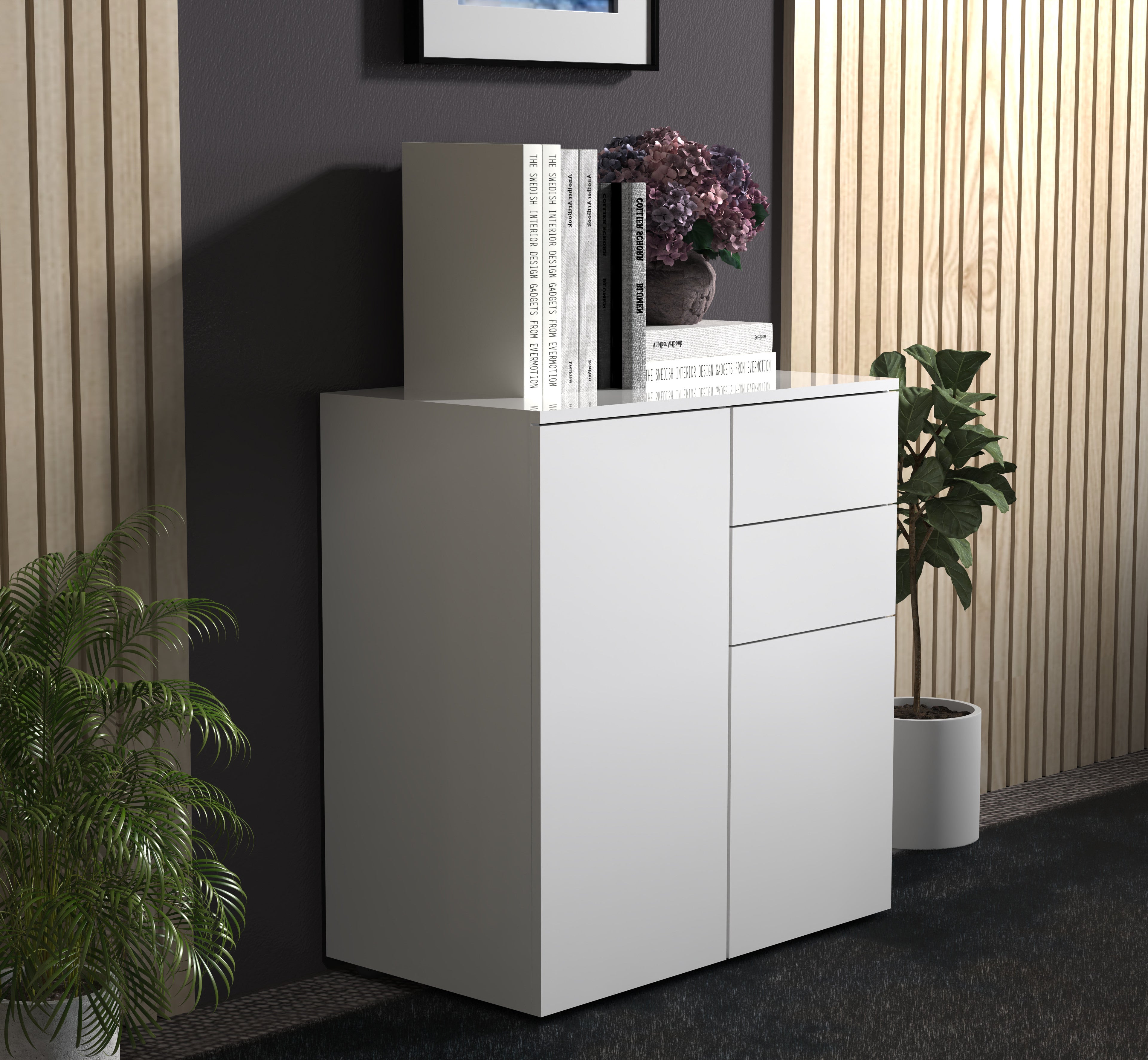 Lipasto Dalosa 4-säilytystilaa, valkoinen, 77 x 70 x 39cm