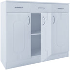 Lipasto 3 laatikkoa/3ovea Balia, valkoinen, 89 x 105 x 36 cm