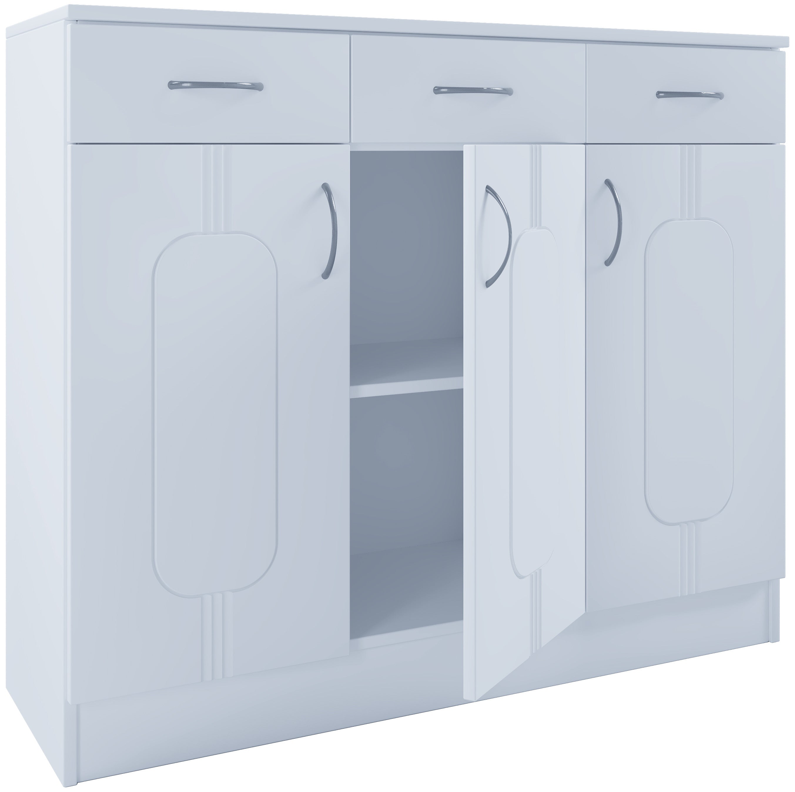 Lipasto 3 laatikkoa/3ovea Balia, valkoinen, 89 x 105 x 36 cm