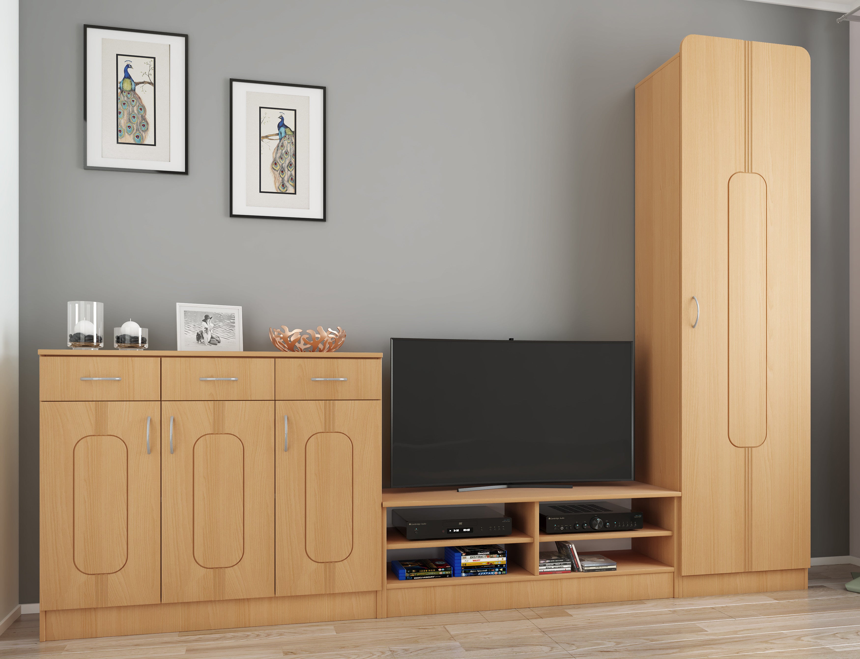 Lipasto 3 laatikkoa/3ovea Balia, puu, 89 x 105 x 36 cm