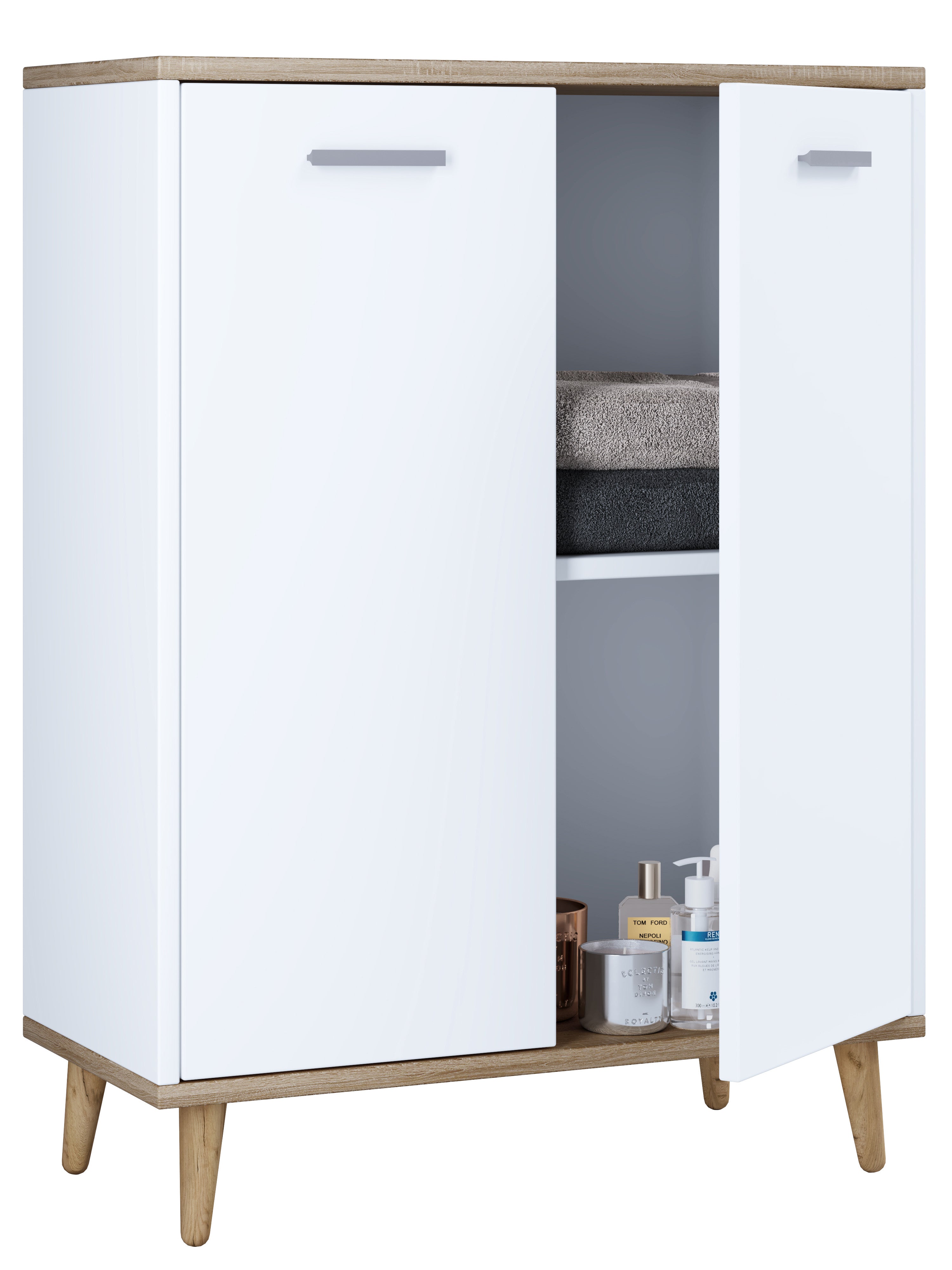 Lipasto Landos, Valkoinen / puu, 81 x 60 x 28 cm