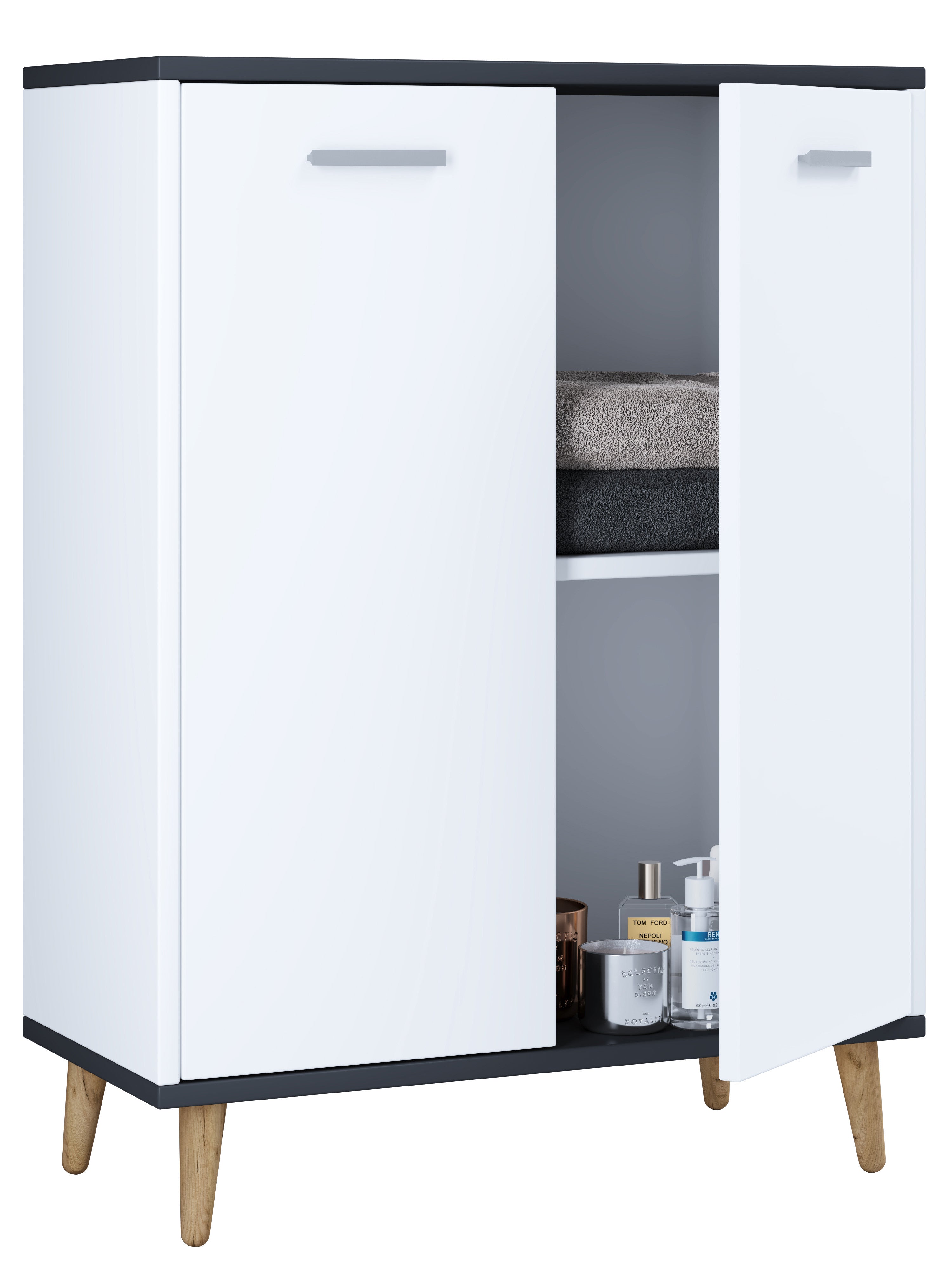 Lipasto Landos, Valkoinen / musta, 81 x 60 x 28 cm