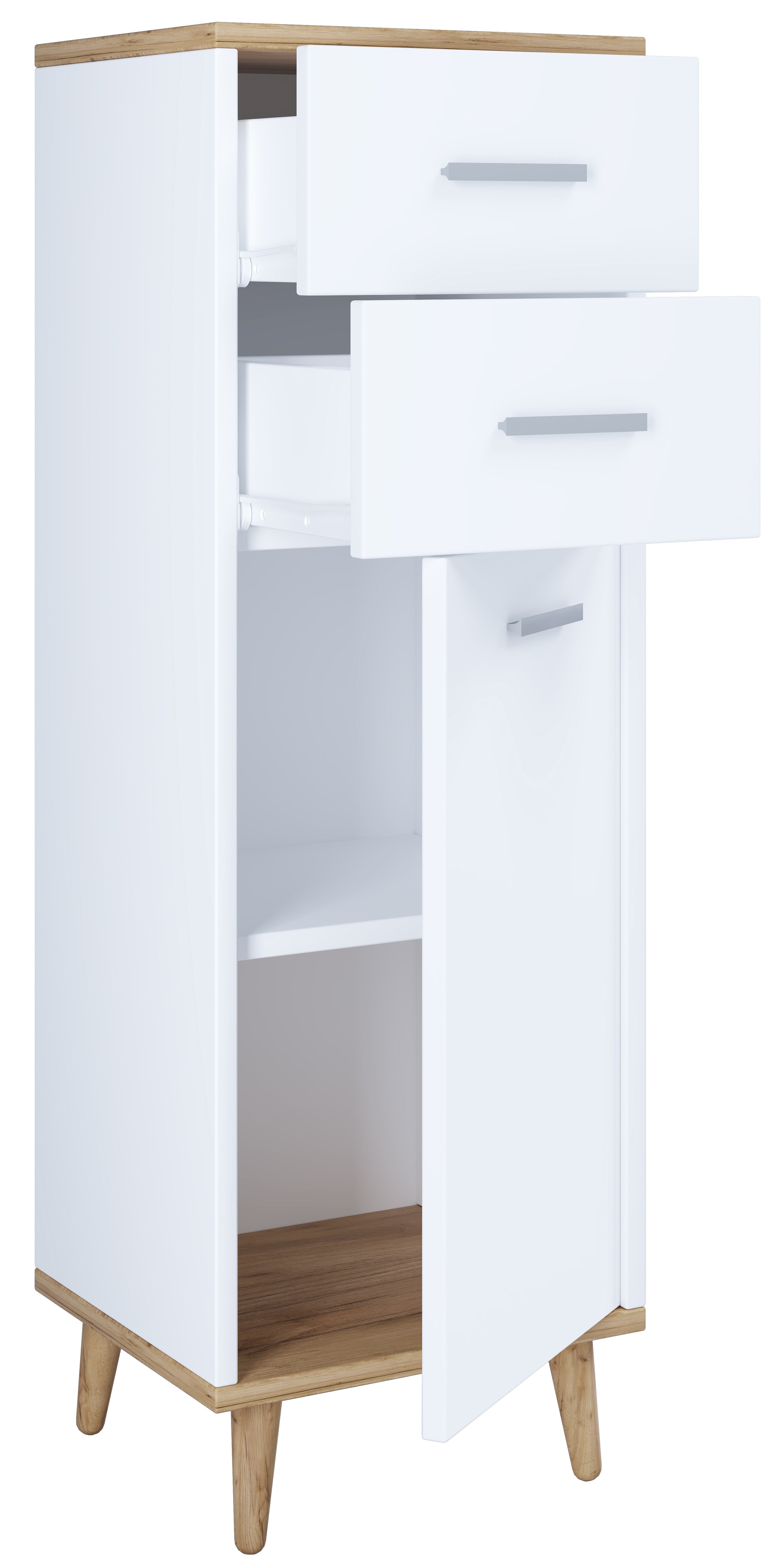 Lipasto Lindas, valkoinen / puu, 97 x 32 x 28 cm