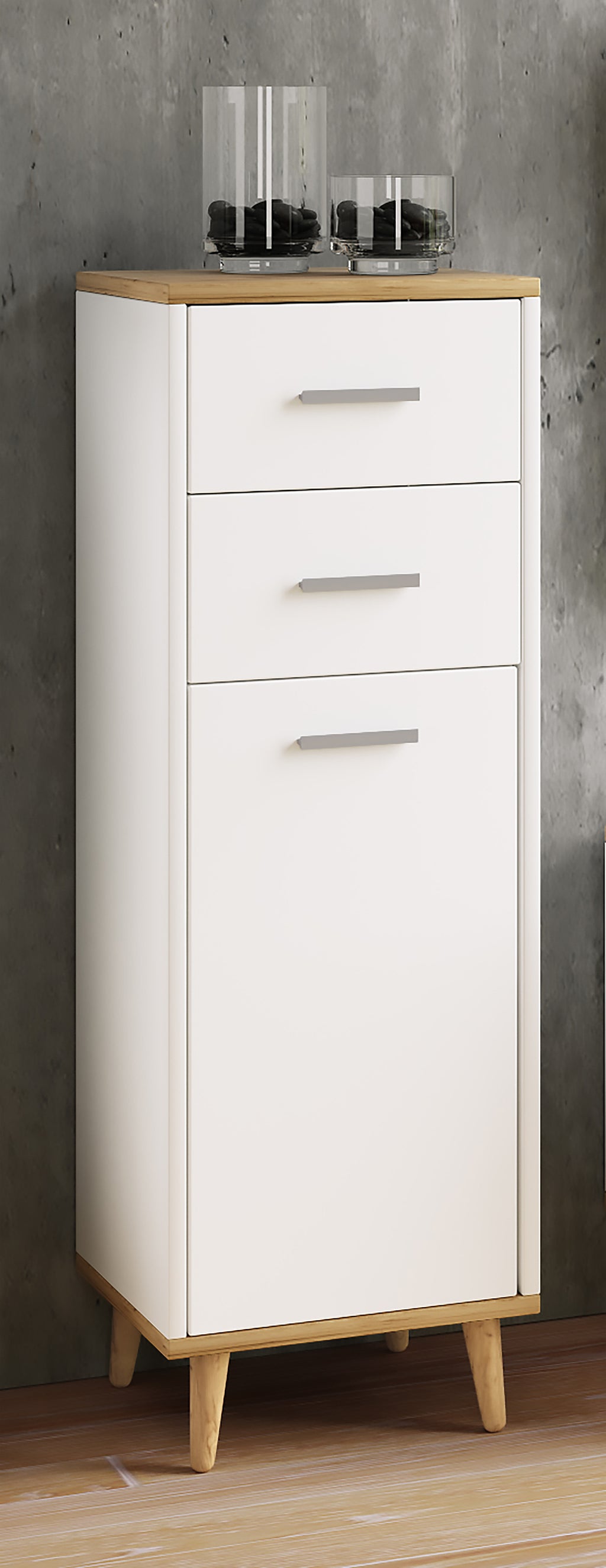 Lipasto Lindas, valkoinen / puu, 97 x 32 x 28 cm