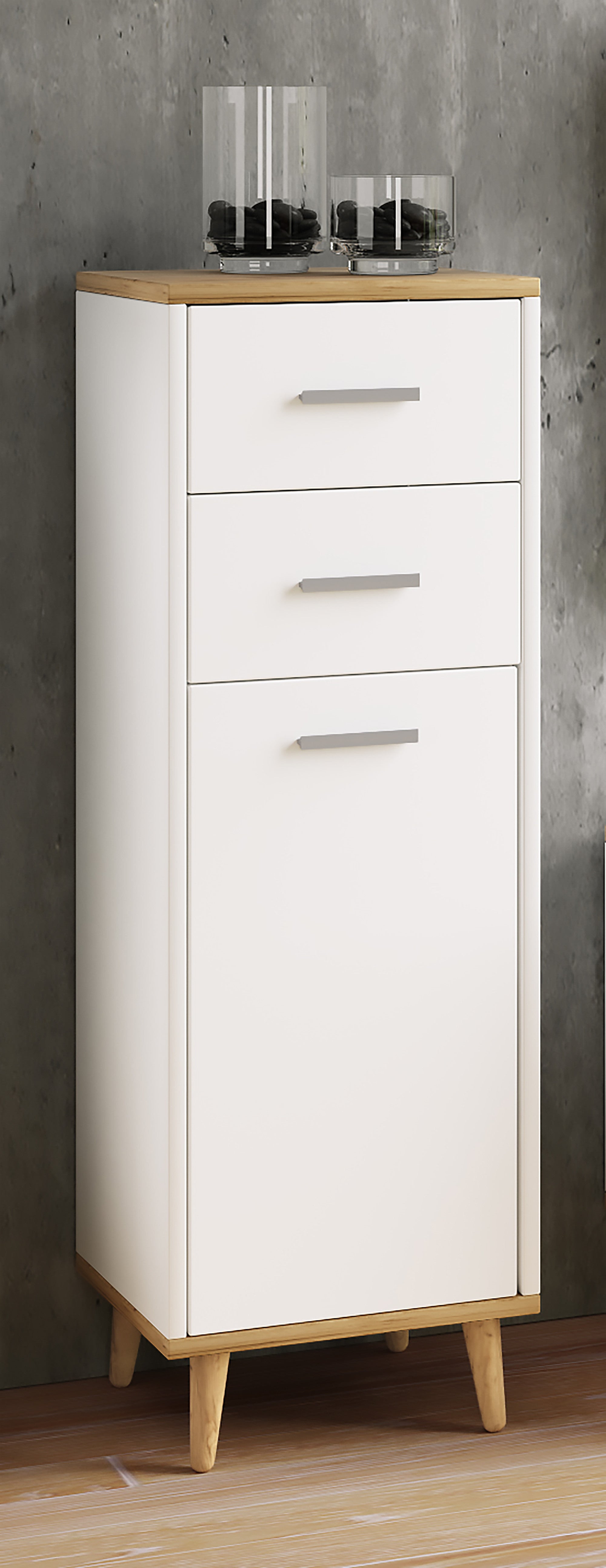 Lipasto Lindas, valkoinen / puu, 97 x 32 x 28 cm