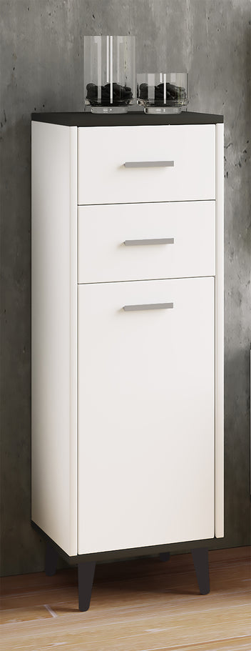 Byrå Lindas, vit/svart, 97 x 32 x 28 cm
