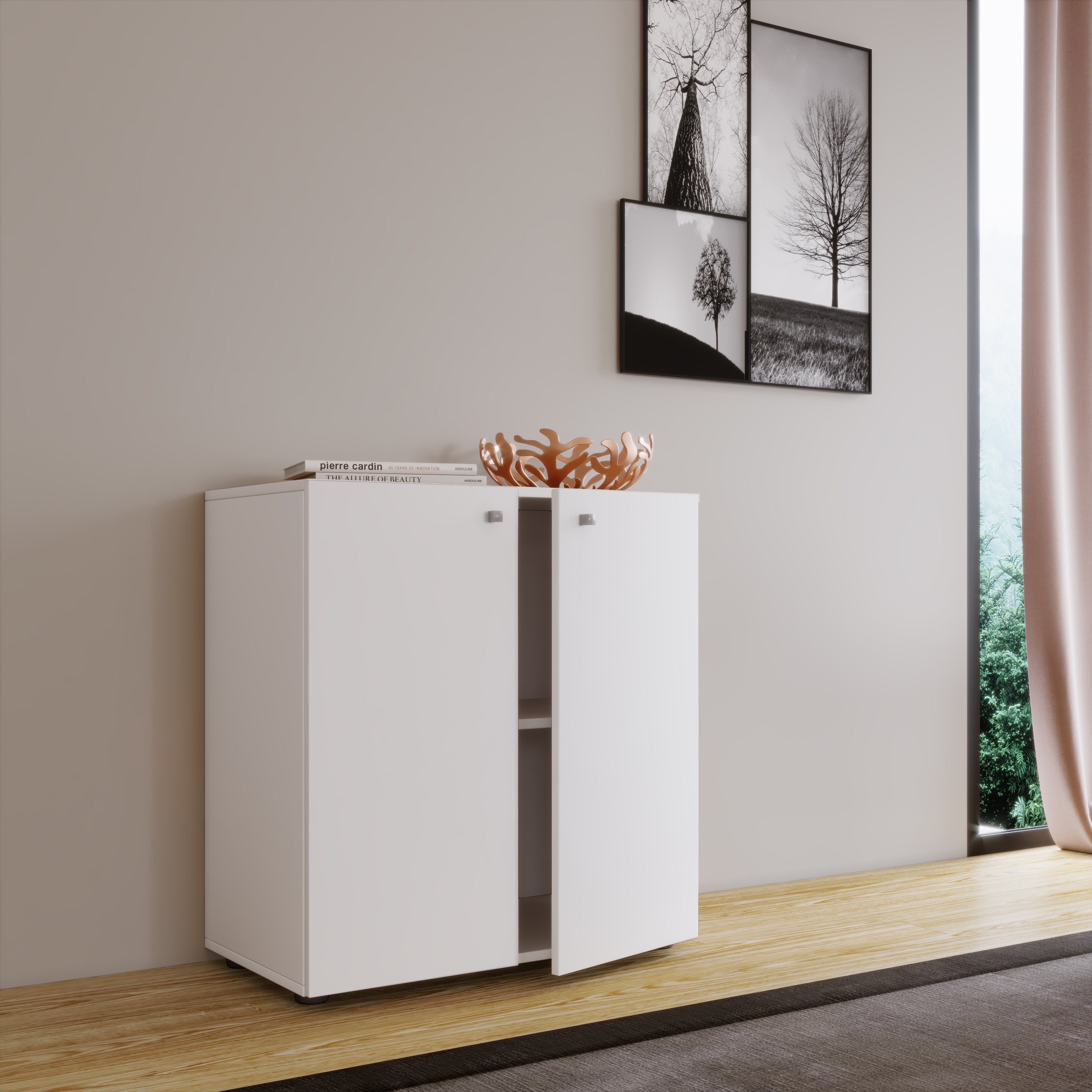 Kaappi Vandol V1, valkoinen, 74 x 70 x 39 cm