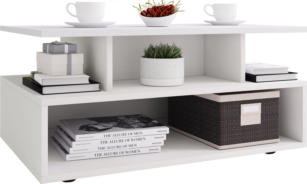 Sohvapöytä Esila, Paljon säilytystilaa, Valkoinen