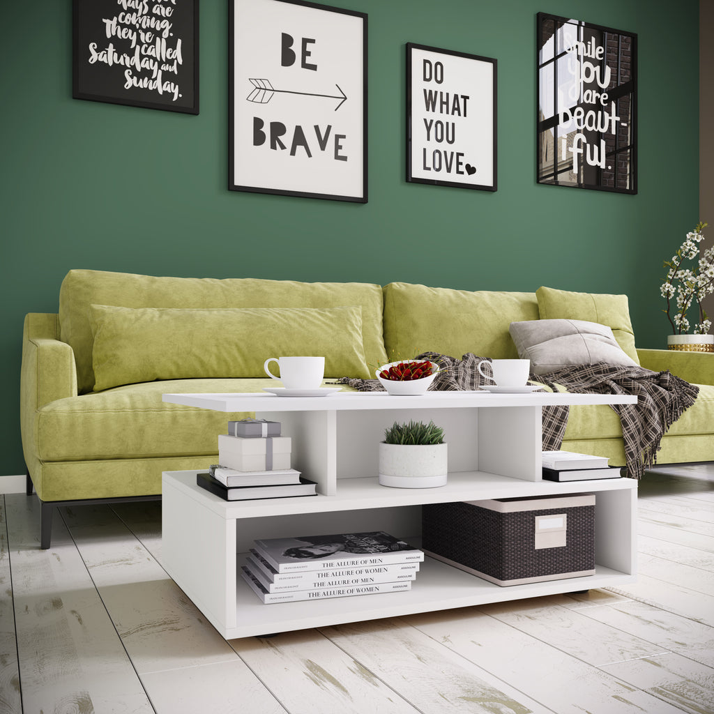 Sohvapöytä Esila, Paljon säilytystilaa, Valkoinen