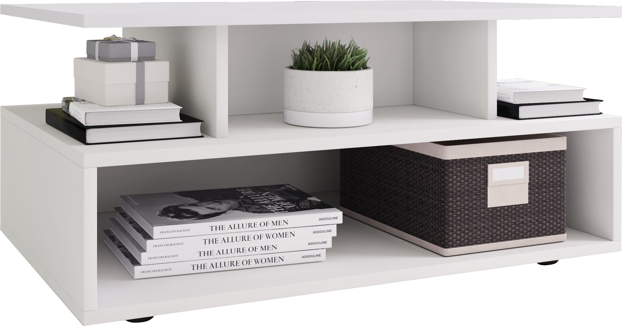 Sohvapöytä Esila, Paljon säilytystilaa, Valkoinen