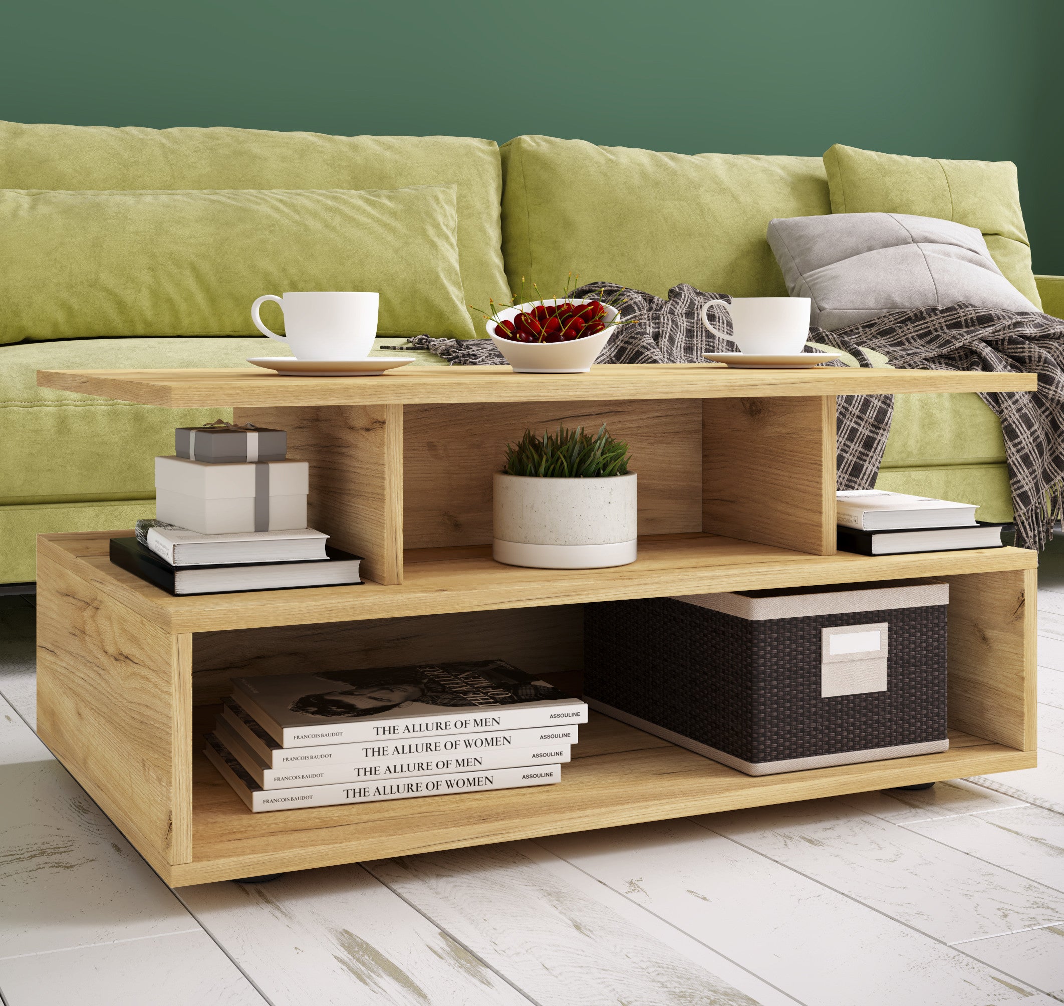 Sohvapöytä Esila, Paljon säilytystilaa, Puu