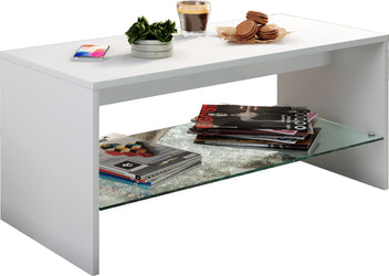 Soffbord med glashylla Wisal, vit