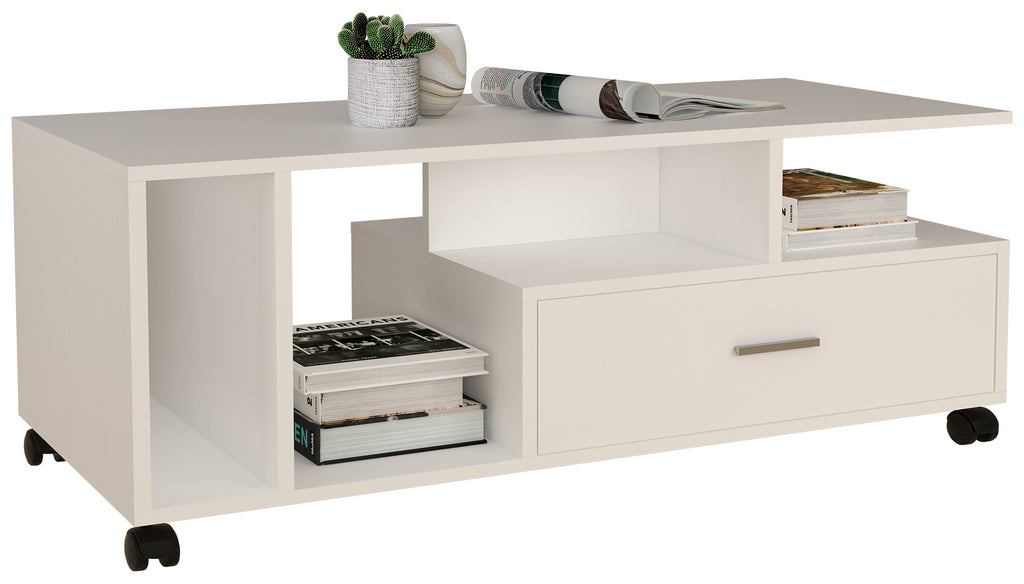 Sohvapöytä Silus, Paljon säilytystilaa, valkoinen