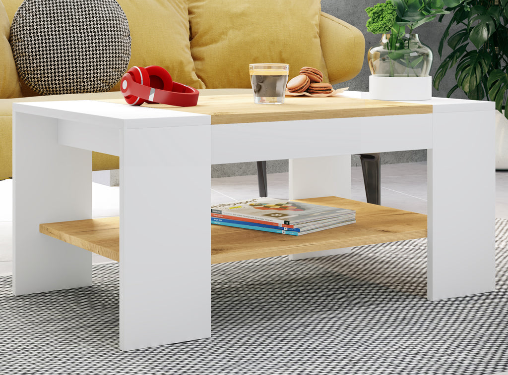 Sohvapöytä Bonza, valkoinen / puu