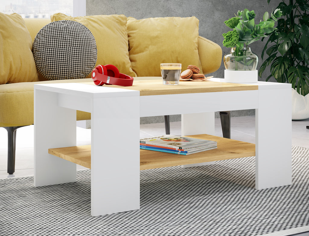 Sohvapöytä Bonza, valkoinen / puu