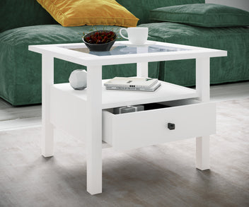 Soffbord med glasskiva Lingis M, vitt