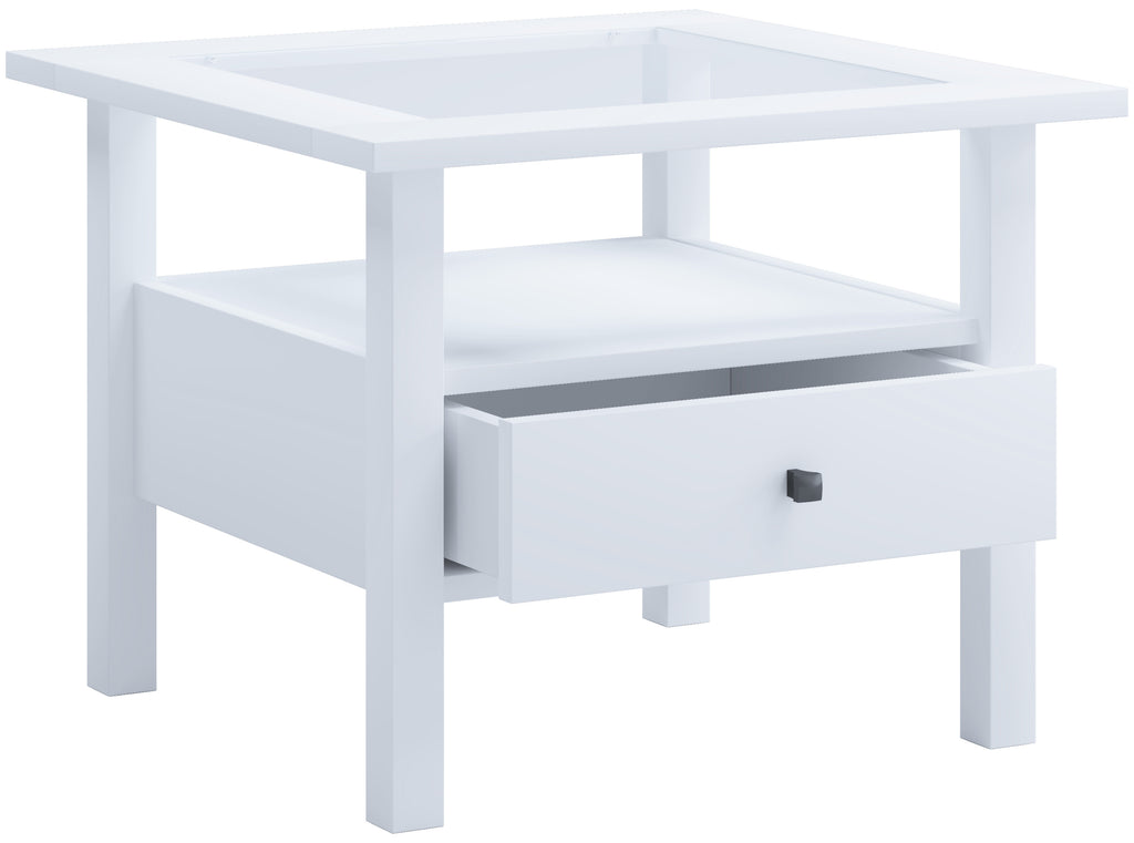 Sohvapöytä Lasilevyllä Lingis M, valkoinen