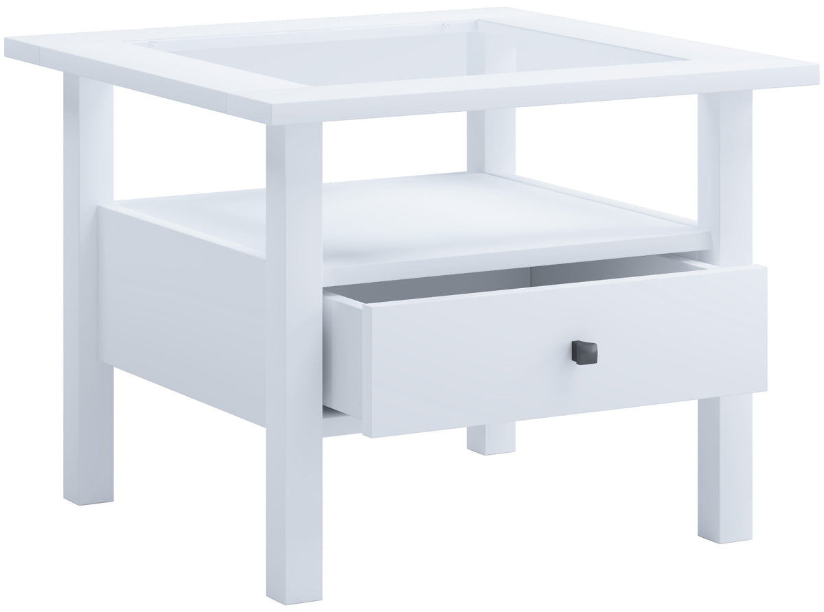 Soffbord med glasskiva Lingis M, vitt