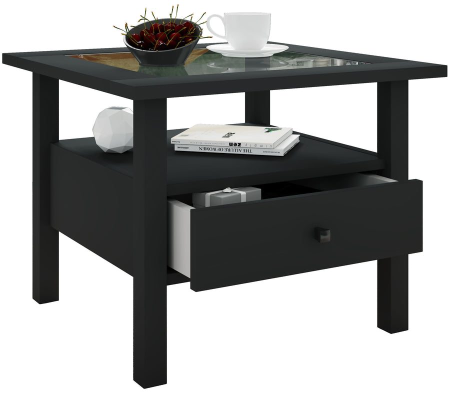 Soffbord med glasskiva Lingis M, svart
