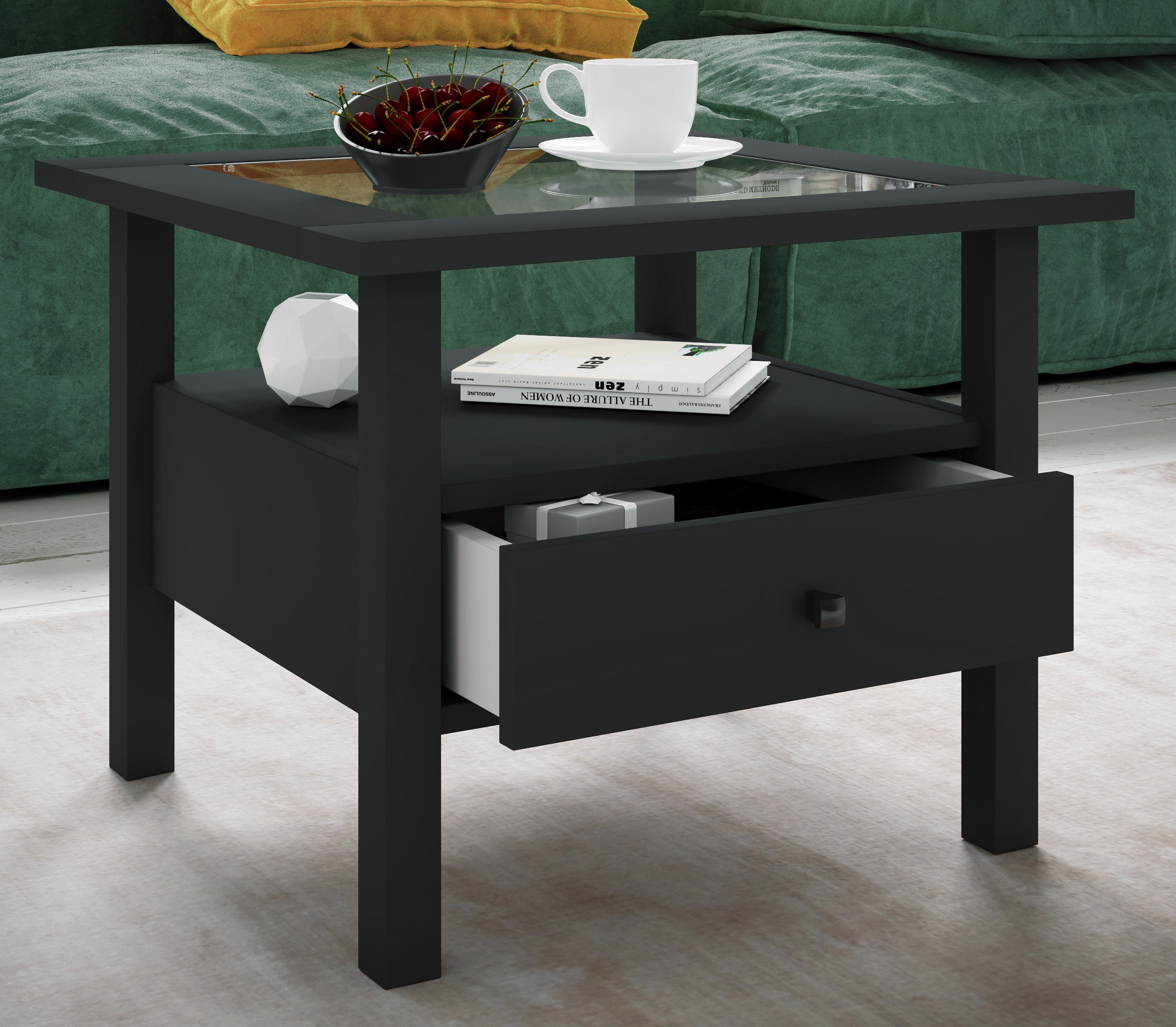 Sohvapöytä Lasilevyllä Lingis M, musta