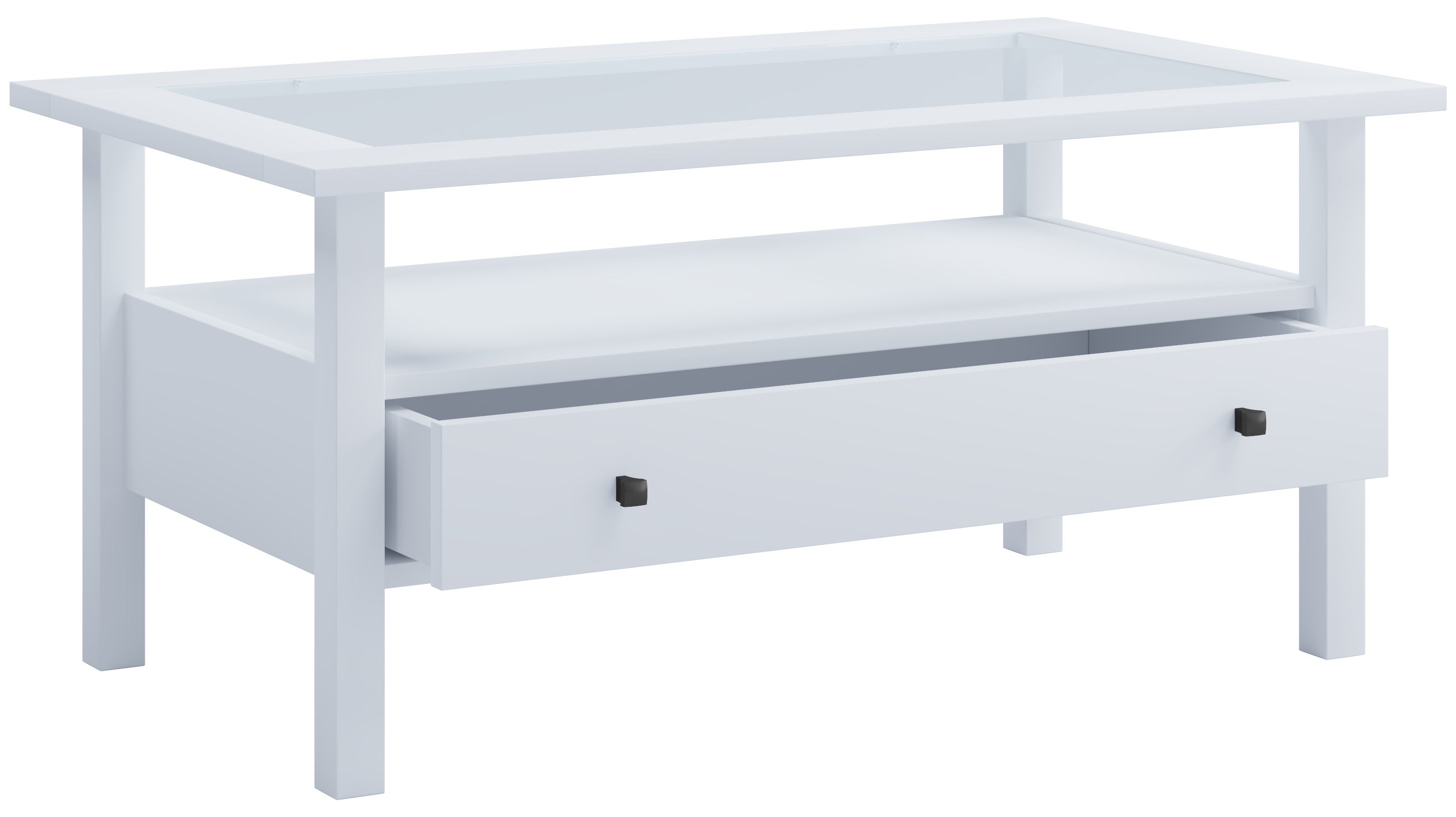 Sohvapöytä Lasilevyllä Lingis L, valkoinen