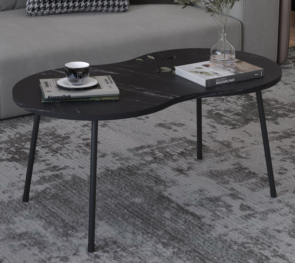 Sohvapöytä Mirola Marmorikuosilla, musta
