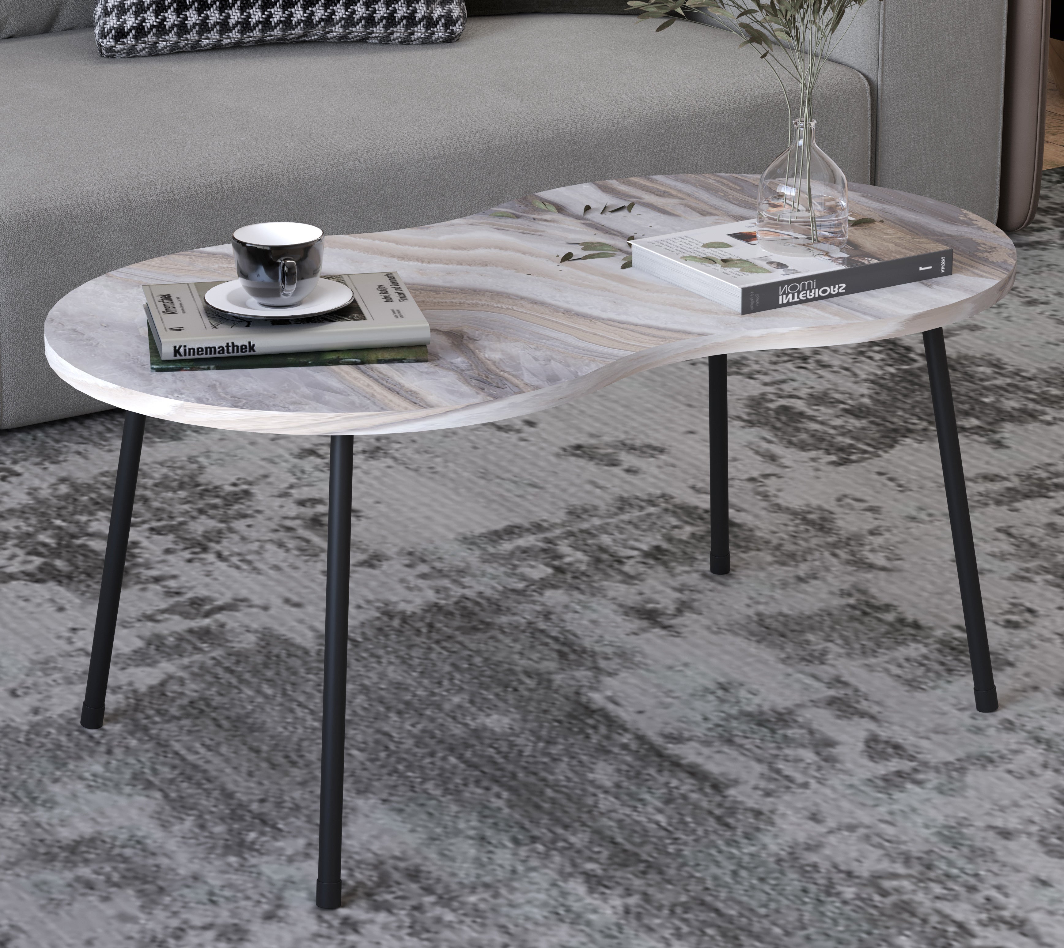 Sohvapöytä Mirola Marmorikuosilla, harmaa