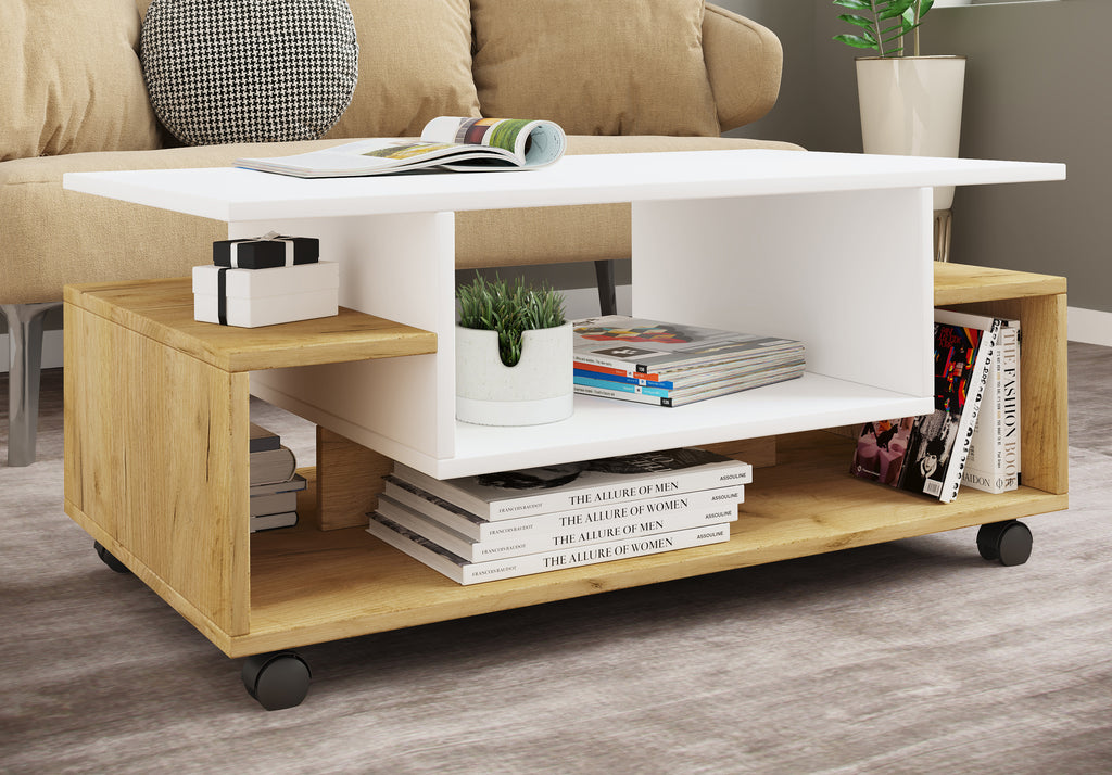 Sohvapöytä Nilda, valkoinen / puu