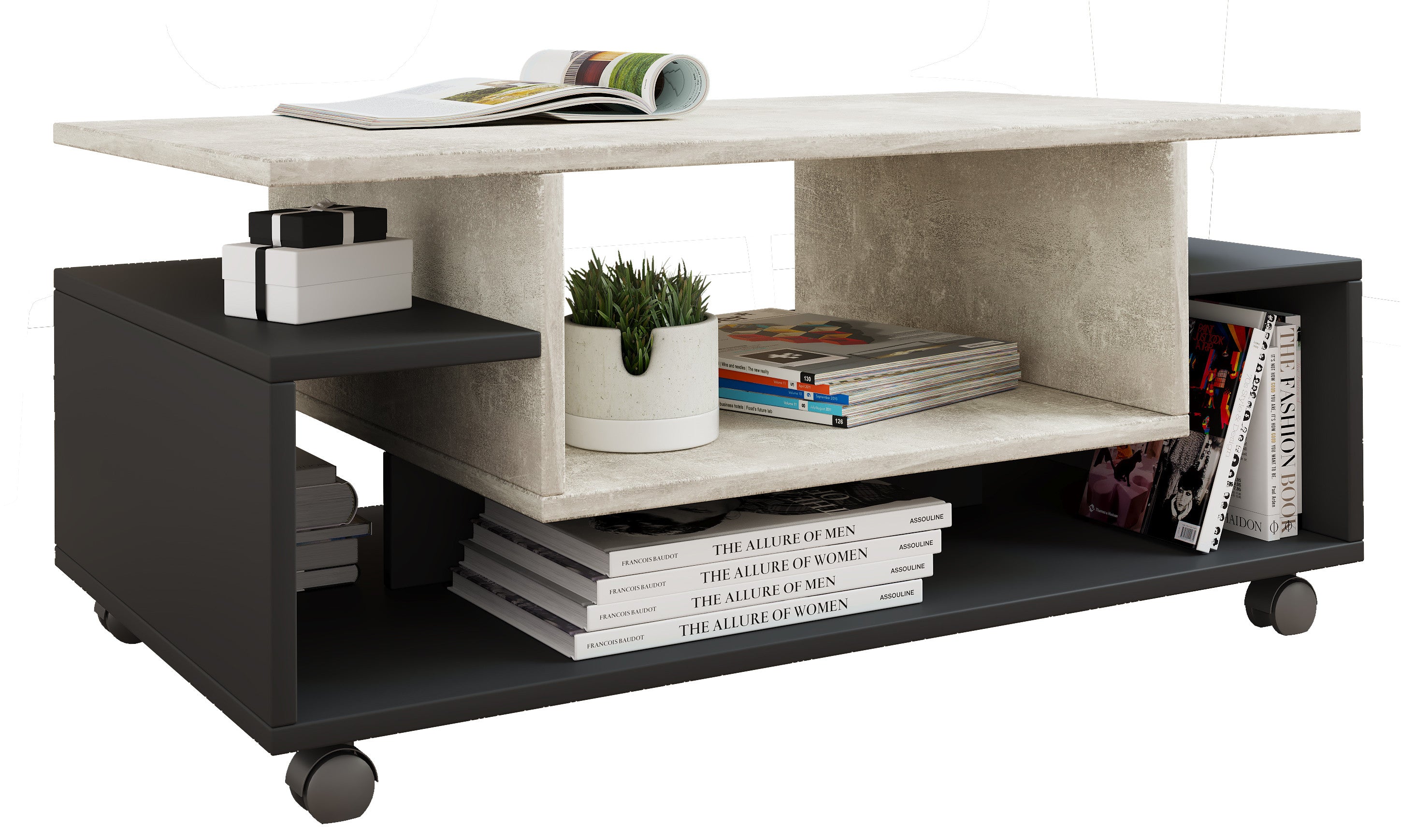 Sohvapöytä Nilda, valkoinen / musta