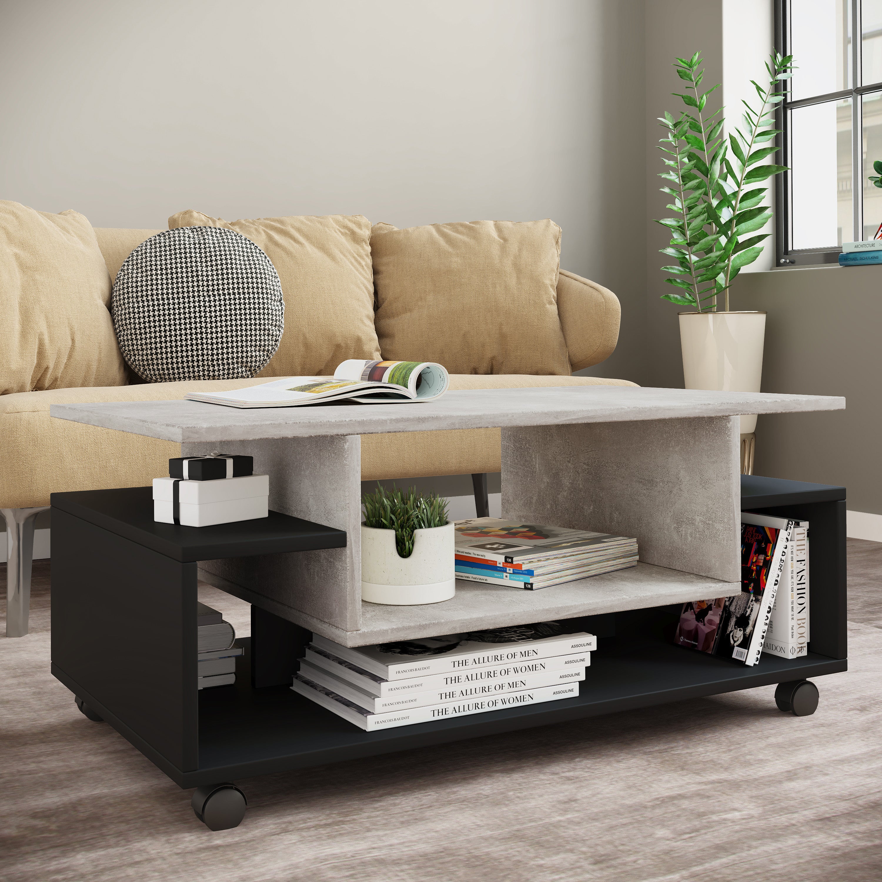 Sohvapöytä Nilda, valkoinen / musta