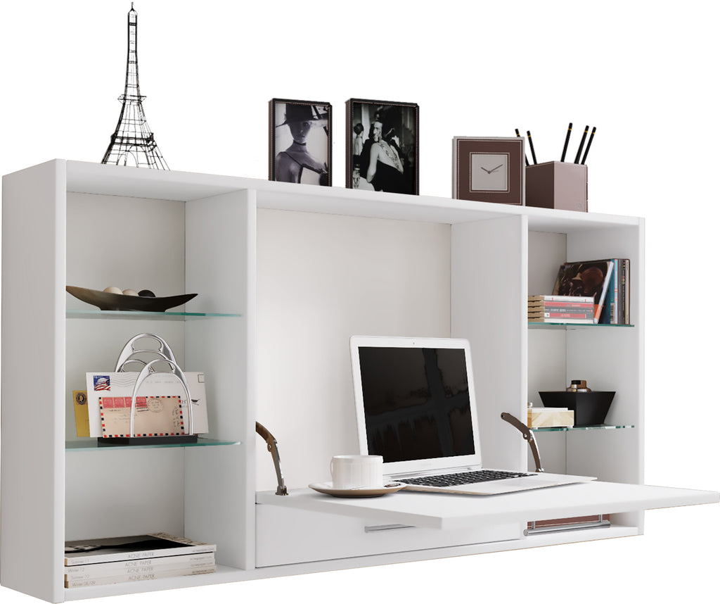 Työpöytä seinään asennettava Teala, valkoinen