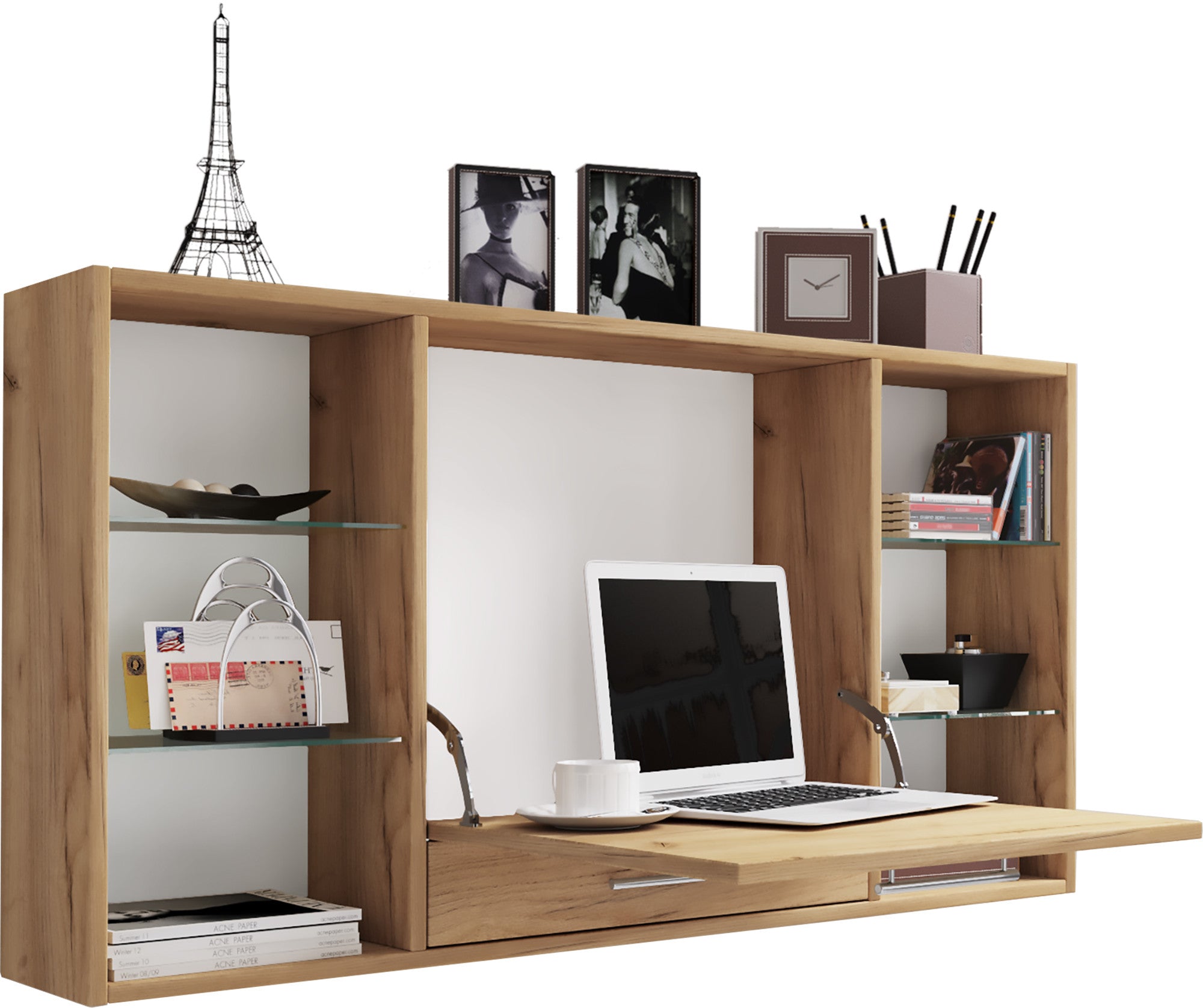 Työpöytä seinään asennettava Teala, puu