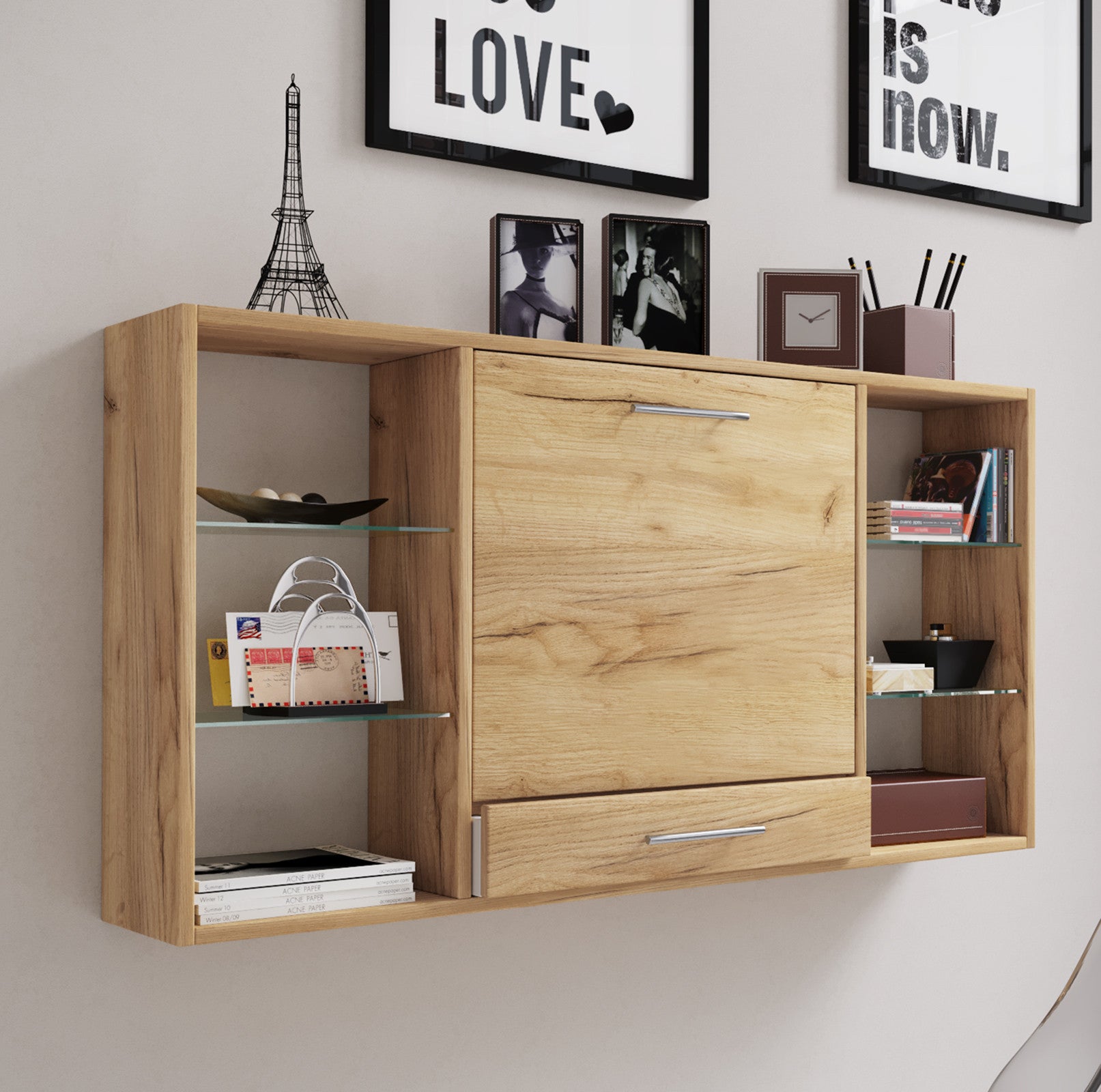 Työpöytä seinään asennettava Teala, puu