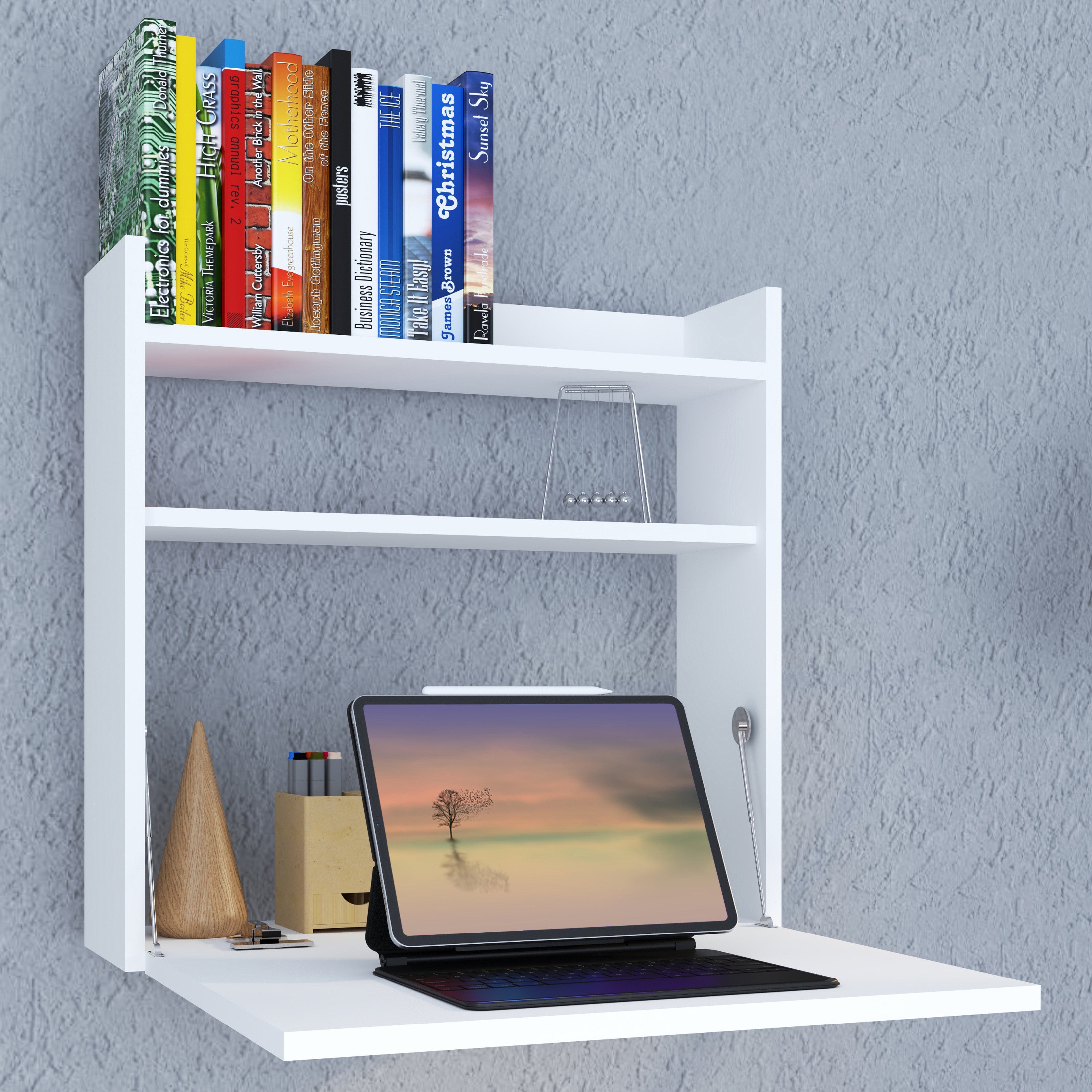 Työpöytä Dralis, seinään asennettava, valkoinen