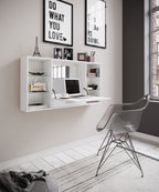 Monikäyttöinen työpöytä / meikkipöytä seinälle Teala Mirror, puu