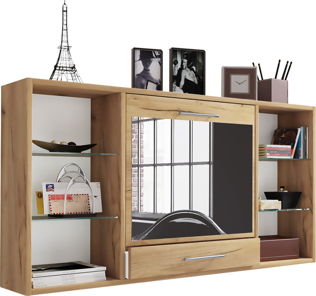 Monikäyttöinen työpöytä / meikkipöytä seinälle Teala Mirror, puu