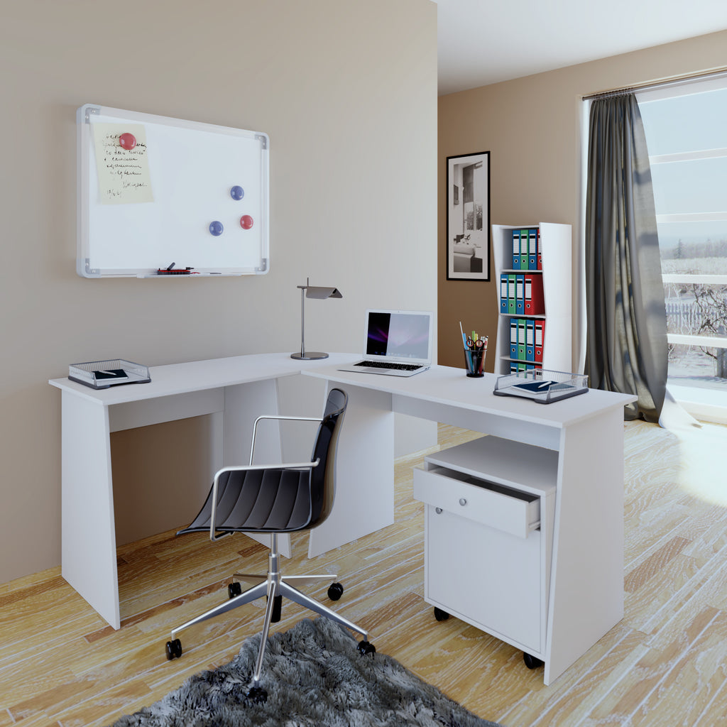 Kulmatyöpöytä Masola, valkoinen