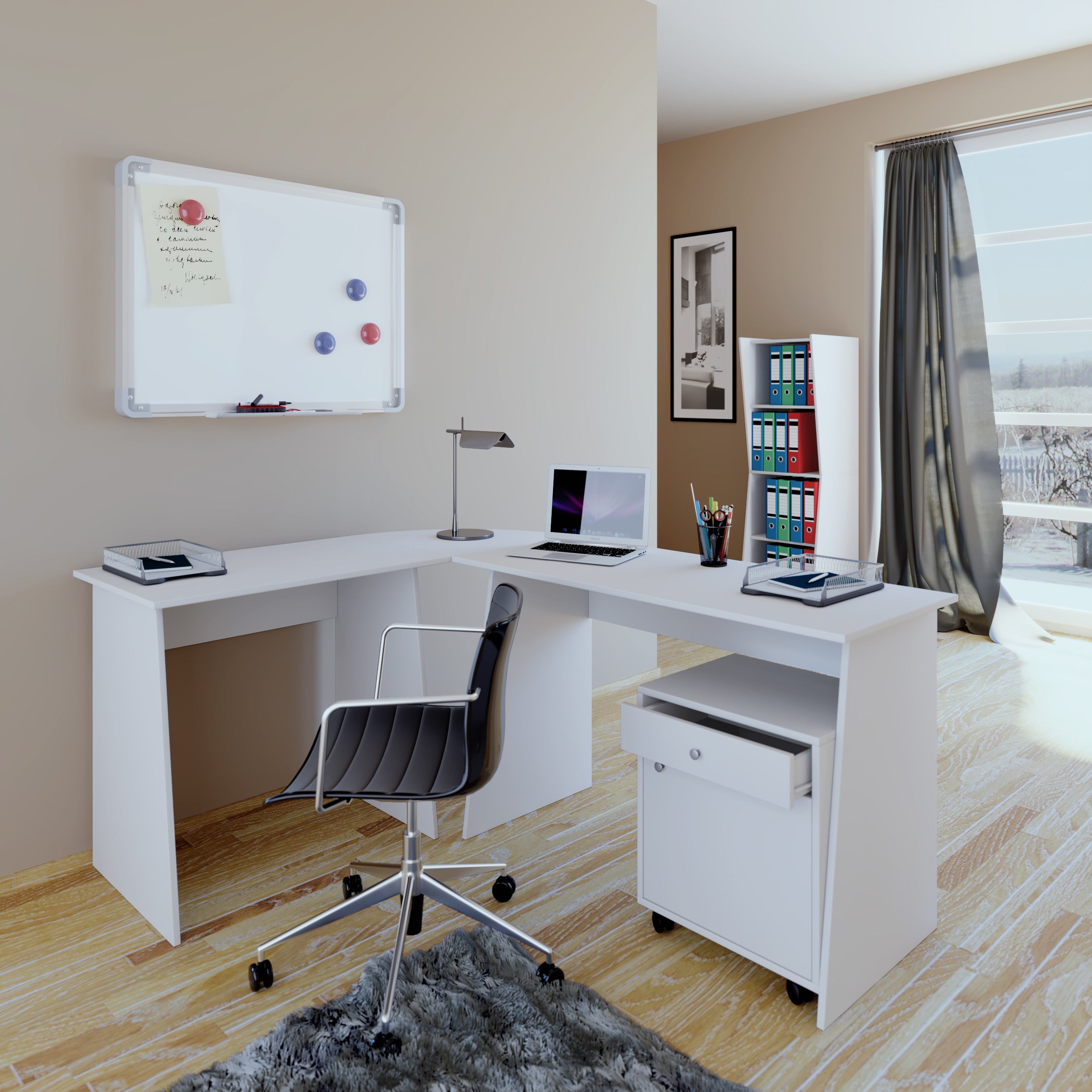 Kulmatyöpöytä Masola, valkoinen