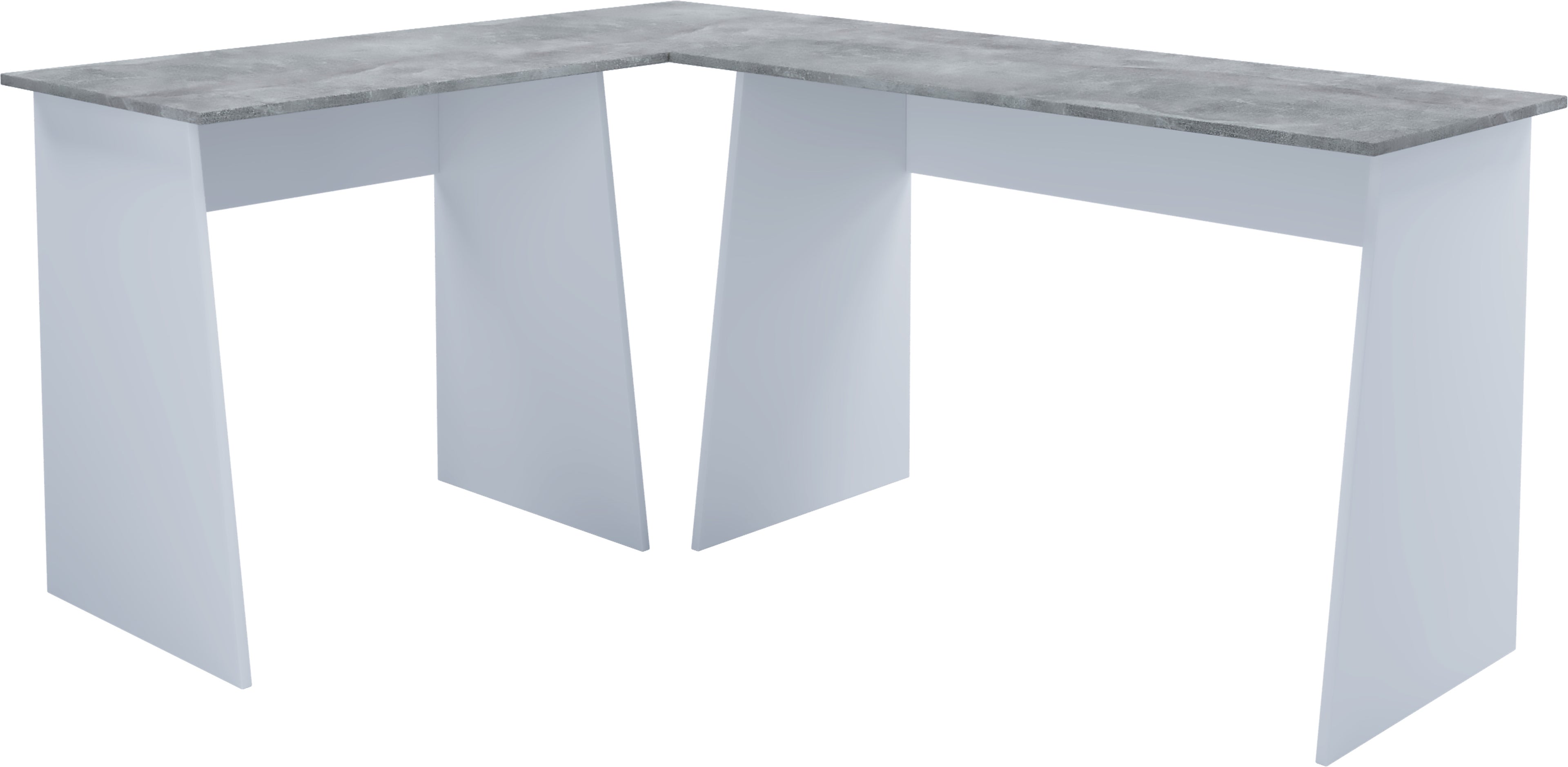 Kulmatyöpöytä Masola, valkoinen / kivi