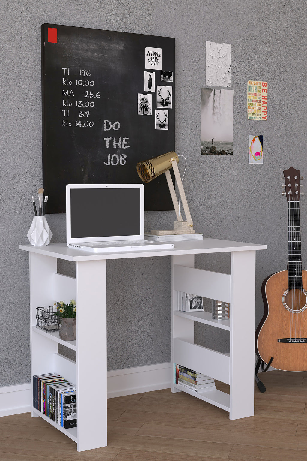 Tietokonepöytä Efilo, valkoinen