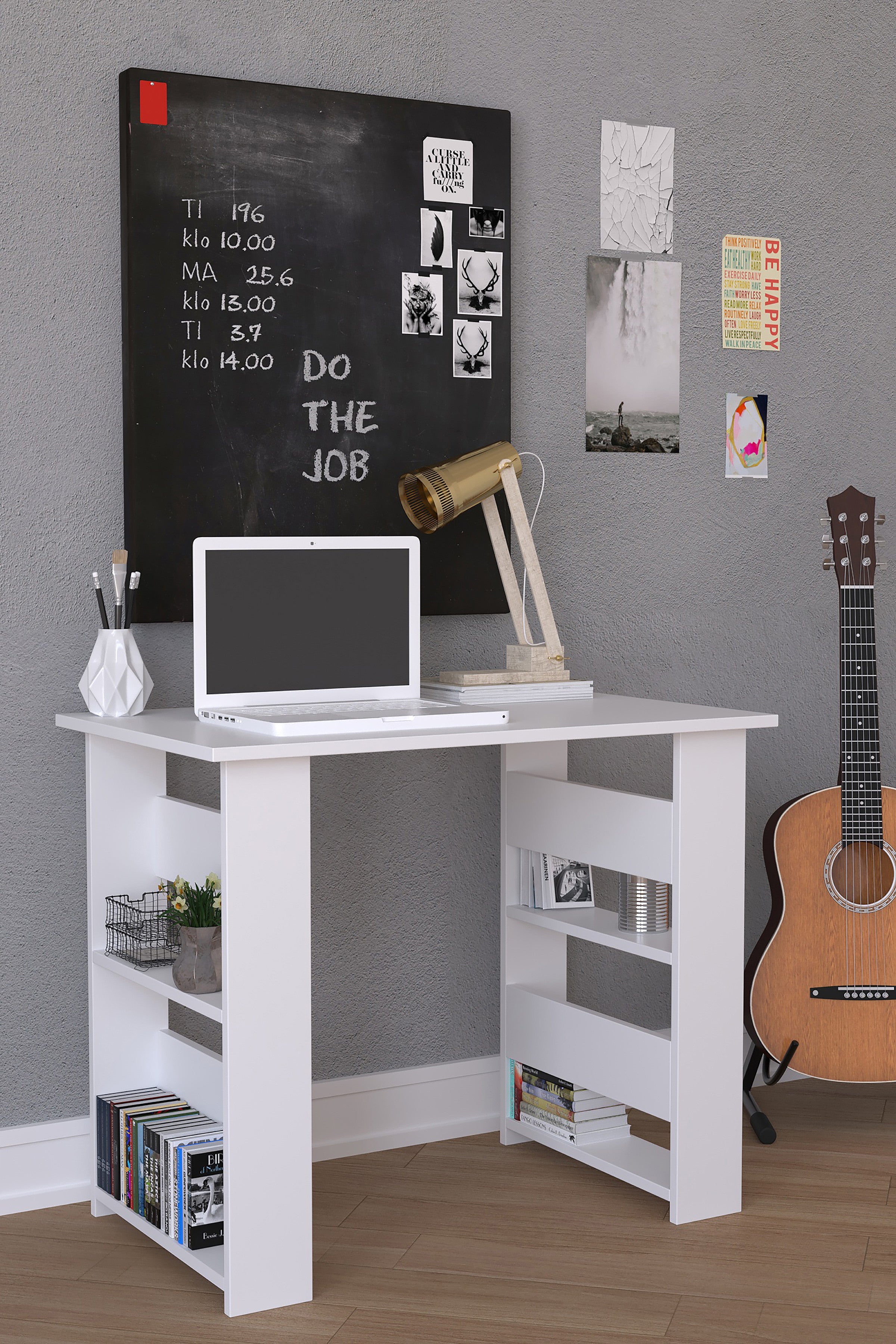 Tietokonepöytä Efilo, valkoinen