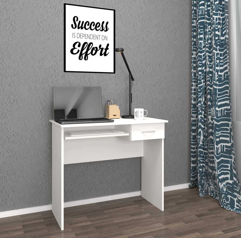 Tietokonepöytä "Arusa L", valkoinen