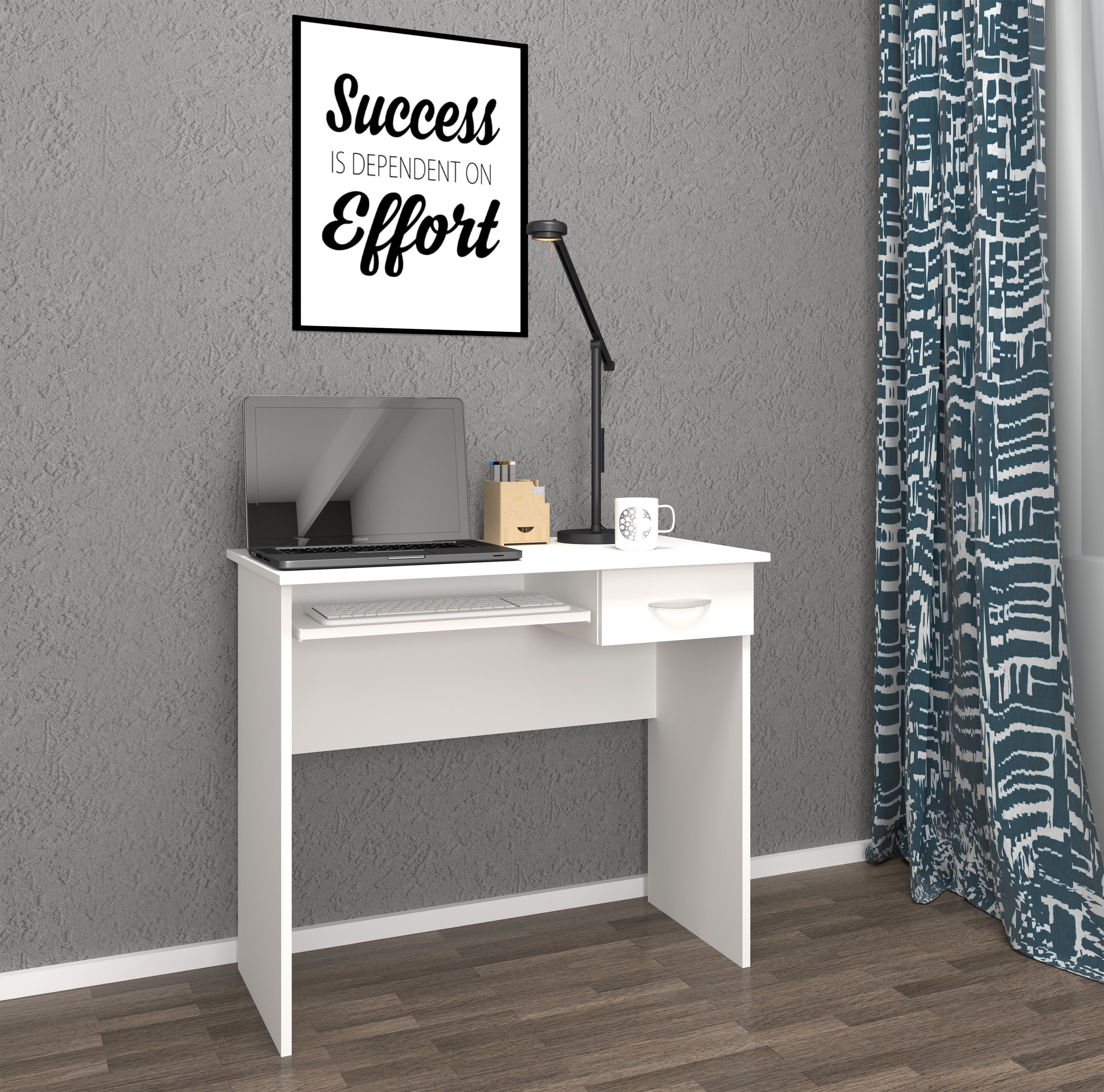 Tietokonepöytä "Arusa L", valkoinen