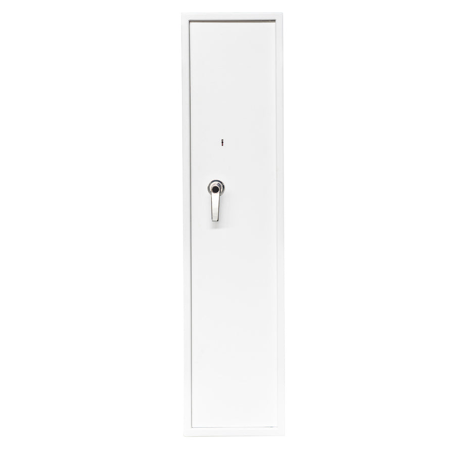Vapenskåp för 5 vapen 146 x 35 x 35 cm – EN 14450, låsbart fack, vitt