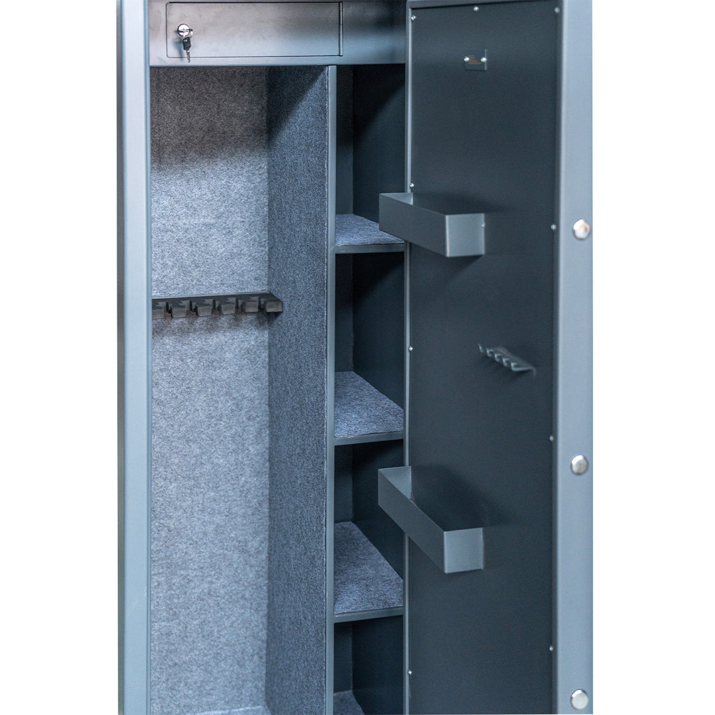 POHJOLAN URHEILUTARVIKE Asekaappi 7+3 Aseelle EN 14450, 159x60x50cm, Harmaa