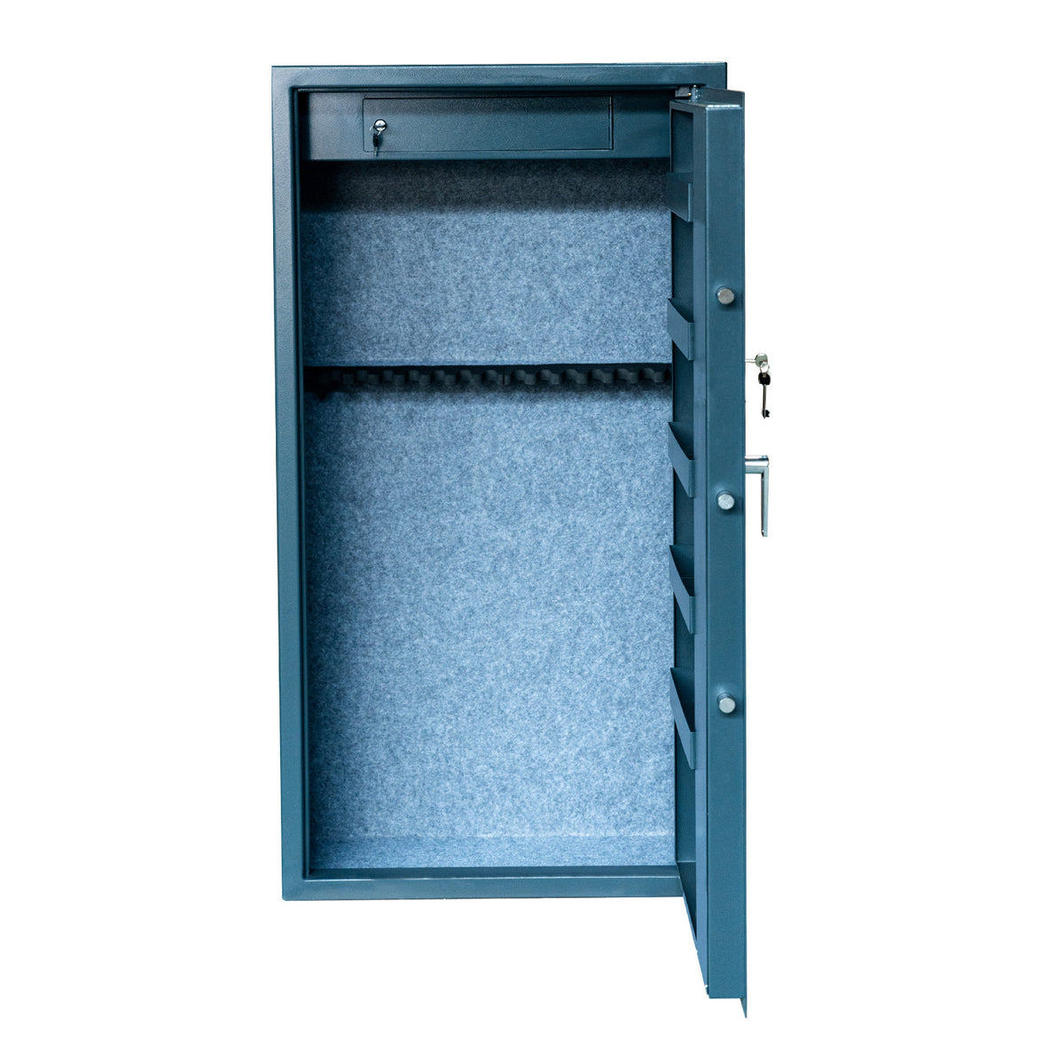 Vapenskåp för 16 vapen EN 14450 – 5 dörrhyllor, ammunfack, 149 x 80 x 35 cm