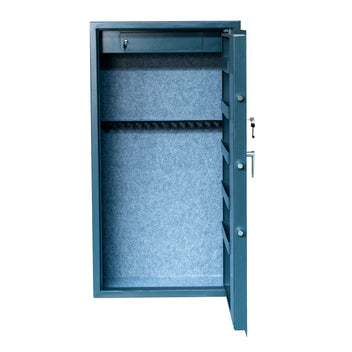 Vapenskåp för 16 vapen EN 14450 – 5 dörrhyllor, ammunfack, 149 x 80 x 35 cm