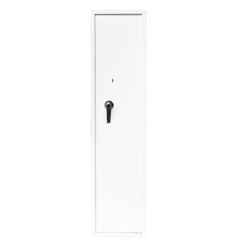 Vapenskåp för 5 vapen 146 x 35 x 35 cm – skenhylla, EN 14450, vit
