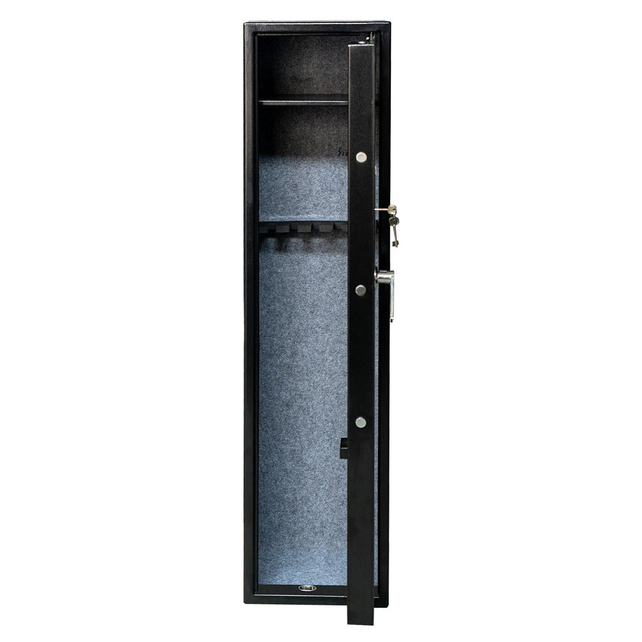 Vapenskåp för 5 vapen 146 x 35 x 35 cm – skenhylla, EN 14450, svart